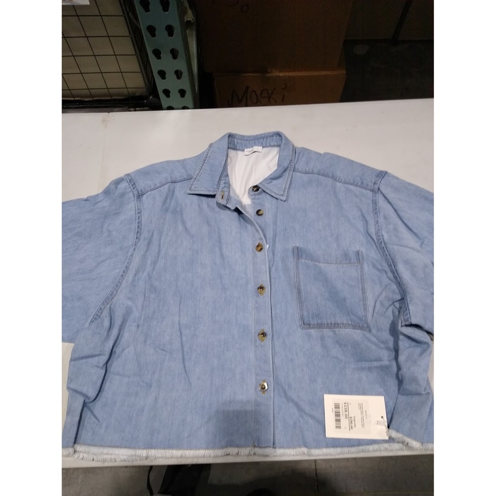 Rosetta Getty Cropped Shirt Denim Light Blue LG